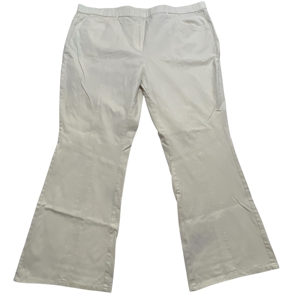 Isaac Mizrahi Live!‎ Women 22W (not 24) Flare Leg Pant Ivory Beige Slacks 44x30
